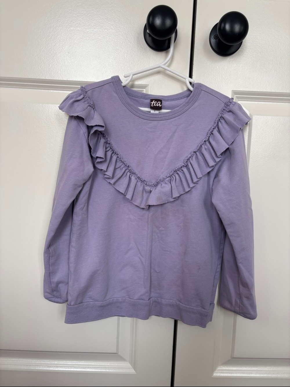Tea Collection Lavender Ruffle-Front Long Sleeve Top